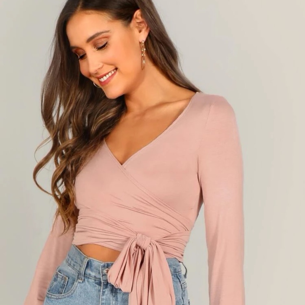 Pink wrap blouse